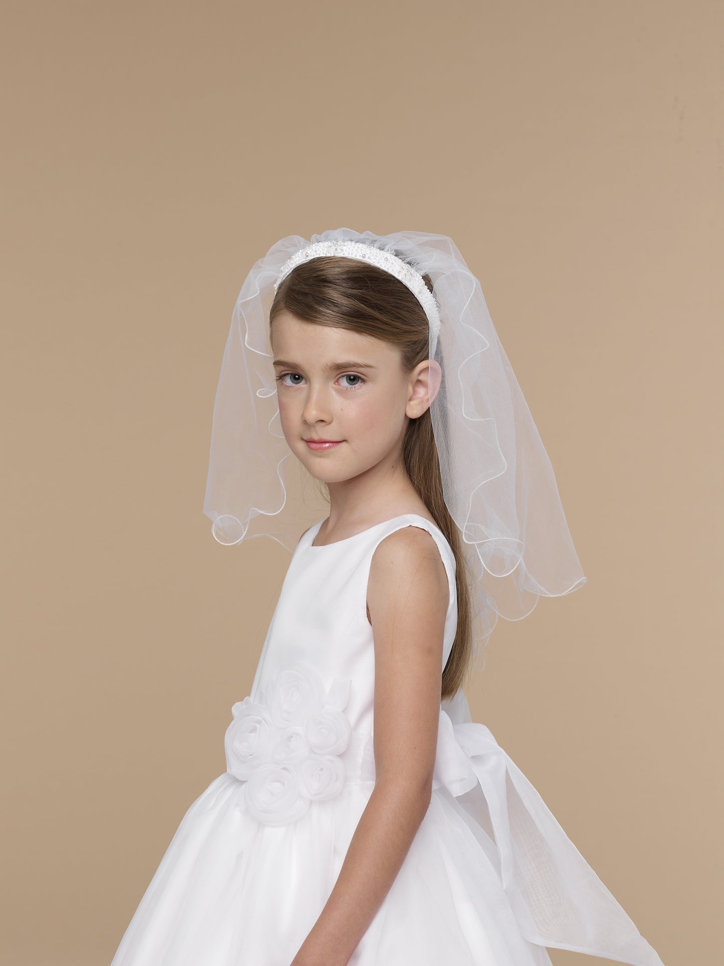 Communion Beaded Headband with Veil