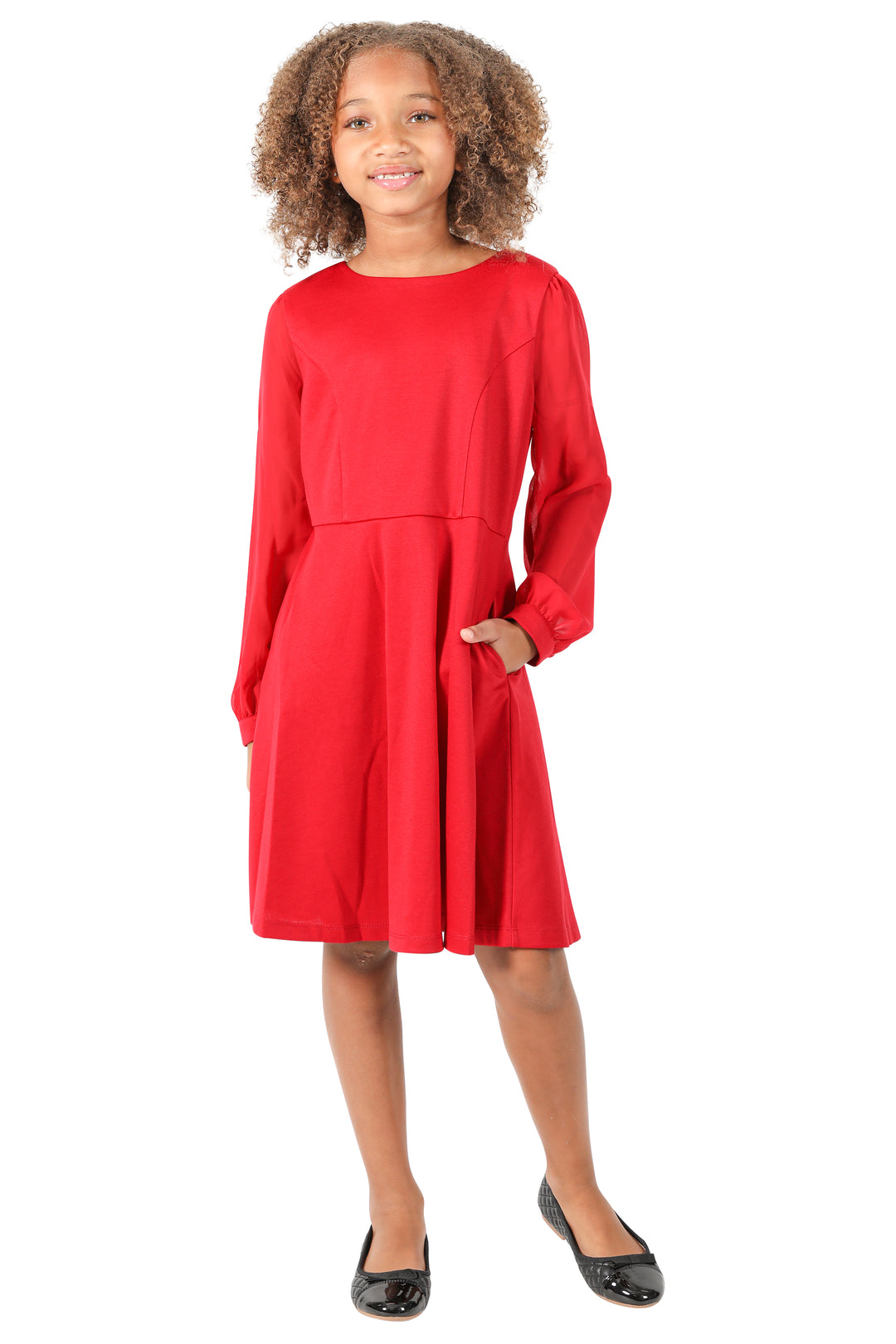 Jane Ponte Dress with Chiffon Long Sleeves – Us Angels