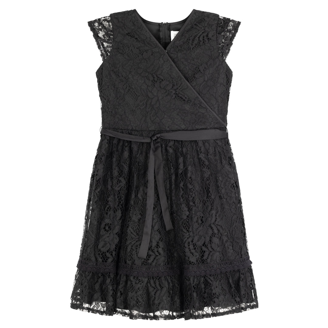 chinese dress ladies Girls Black Lace Dress, Size 7-16 – Us Angels