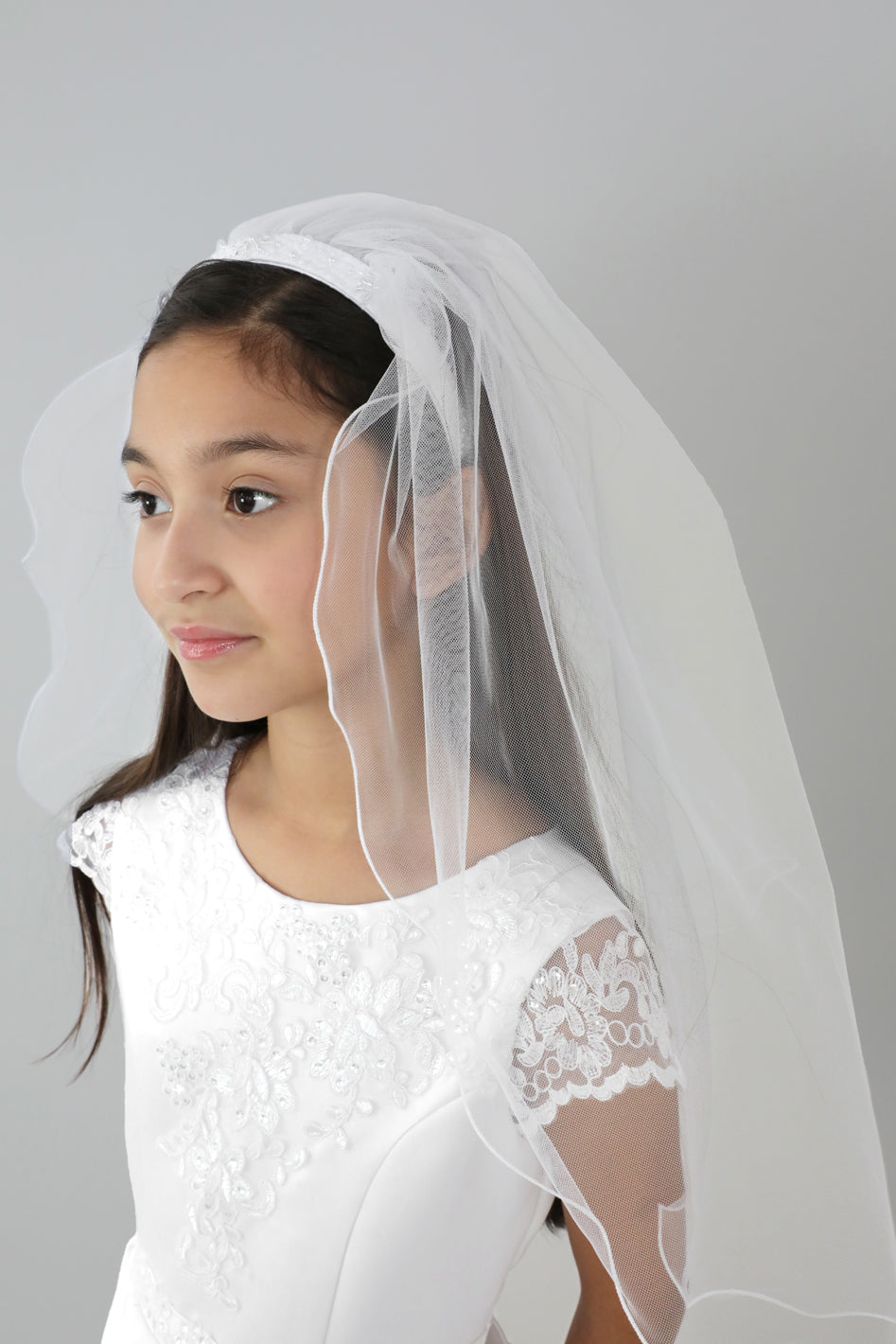 Communion Beaded Headband with Veil