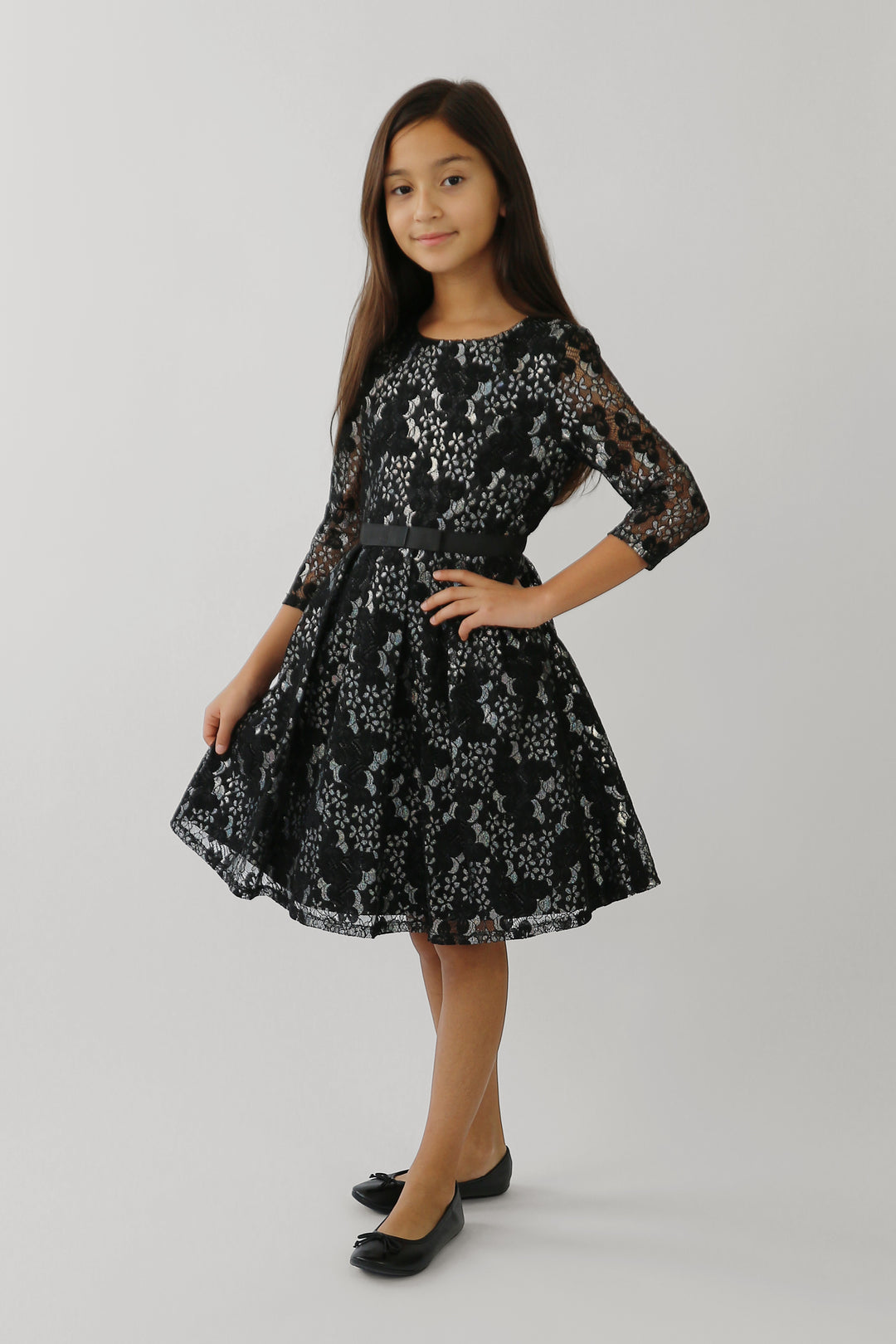 Gretchen Hologram Foil Lace Dress – Us Angels