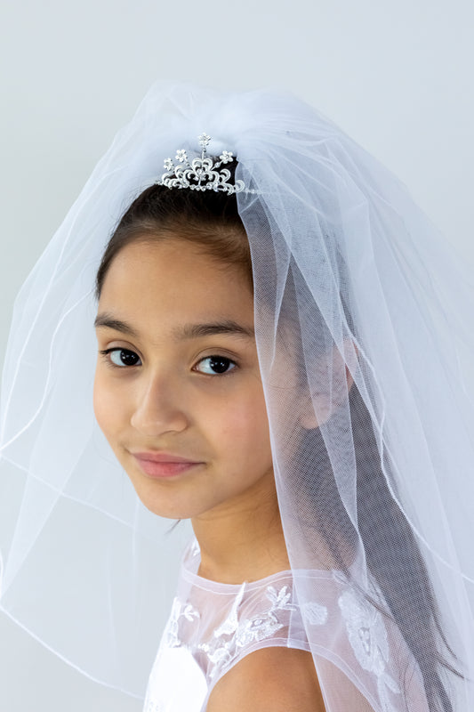 Communion Rhinestone Crown with Tulle Veil